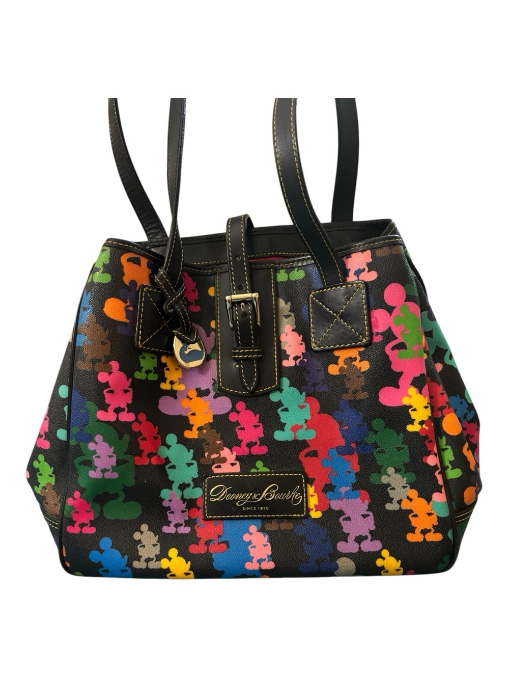 Dooney & Bourke Disney Parks Black Multicolor Mickey Silhouette Tote - Picture 2 of 16